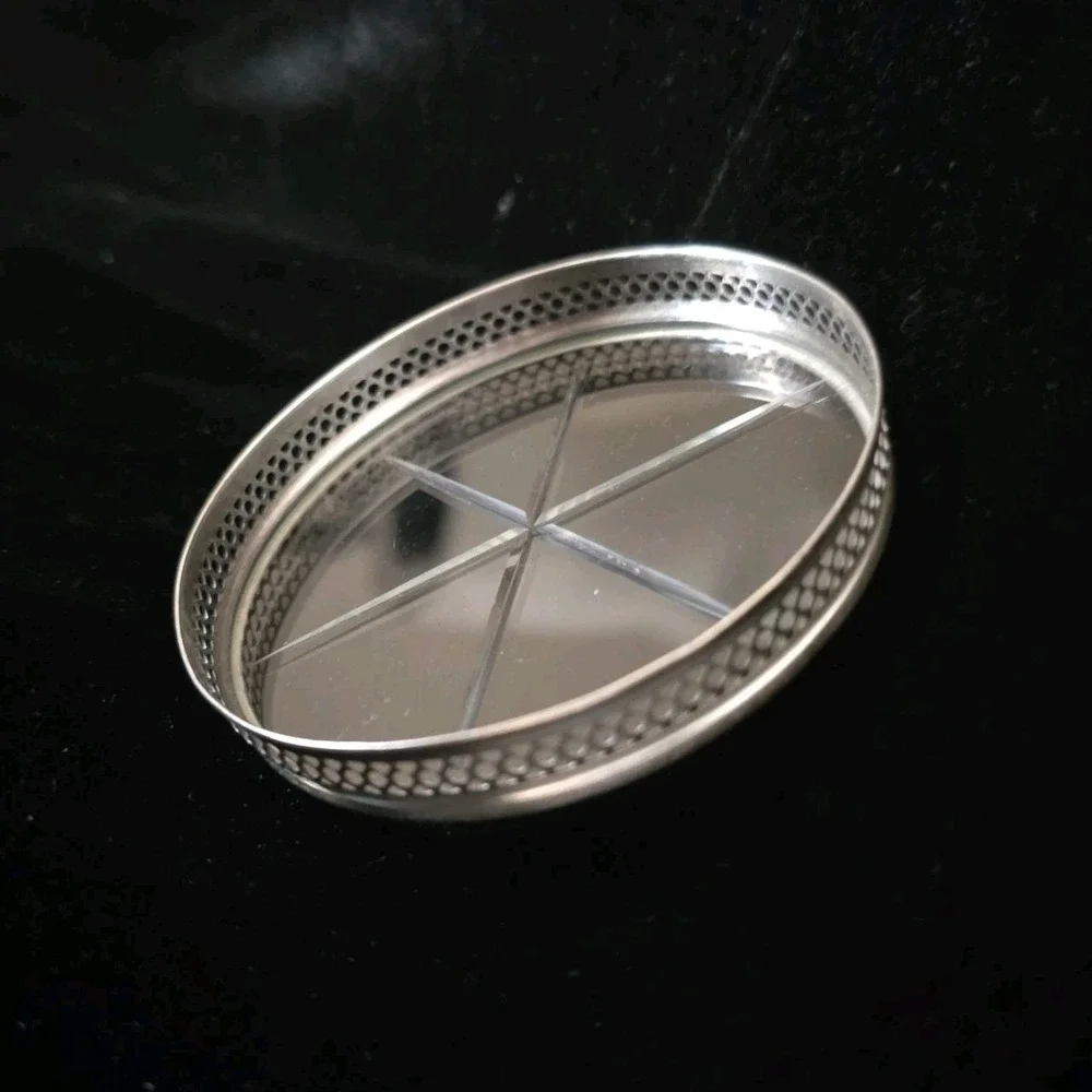 Set Of 2 Webster Sterling Silver Reticulated Cut Glass Starburst Coasters READ